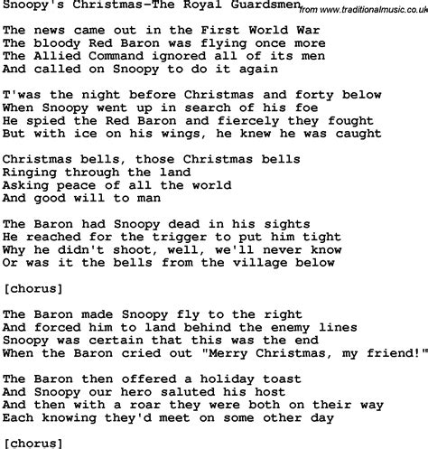 Novelty Song: Snoopy's Christmas-The Royal Guardsmen lyrics