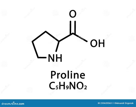 Proline Molecular Structure. Proline Skeletal Chemical Formula. Chemical Molecular Formula ...