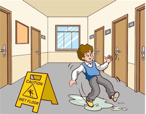 Premium Vector | Boy slipping on wet floor cartoon vector