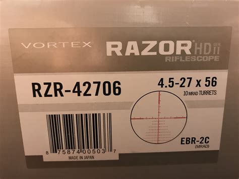 SOLD: Vortex Razor Gen II 4.5-27x56 EBR-2C MRAD