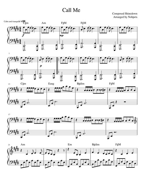 Shinedown- Call me Sheet music for Piano | Download free in PDF or MIDI ...