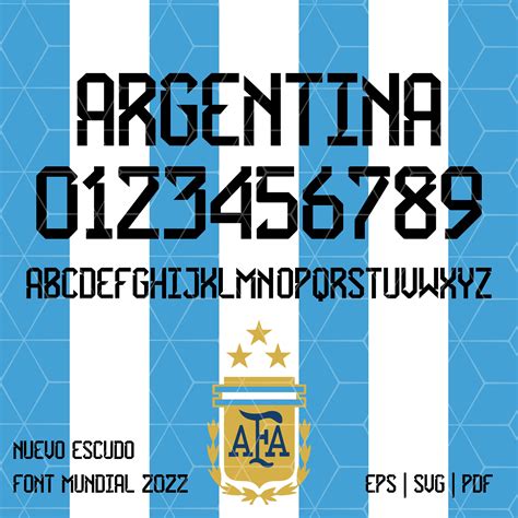 Font Vector NEW Argentina 2022/23 Font Jersey. OFT. TTF Svg New Shield ...