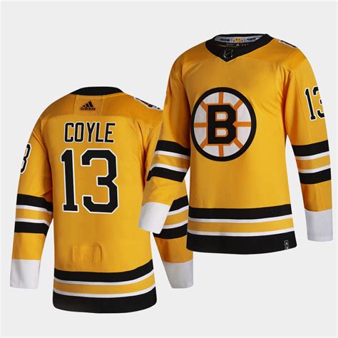 Boston Bruins #13 Charlie Coyle 2021 Reverse Retro Gold Authentic Jersey Gold