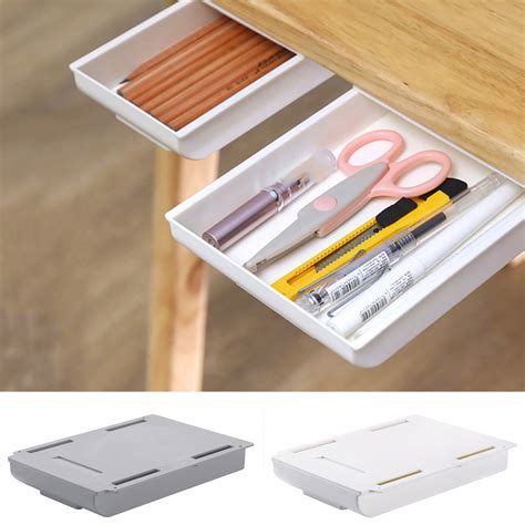 Self Stick Pencil Tray Desk Table Storage Drawer Organizer Box Under ...