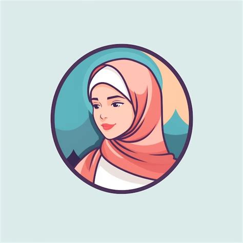 Premium AI Image | flat color hijab logo vector