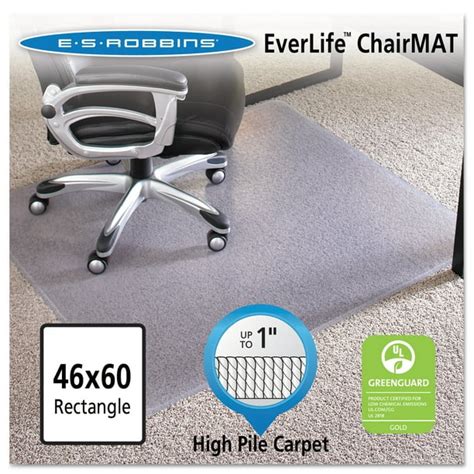 ES Robbins EverLife 46 x 60 Chair Mat for High Pile Carpet, Rectangular ...