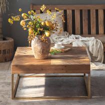 Contemporary Wooden Distressed Cocktail Table Light Wood Coffee Table - Round Coffee Tables