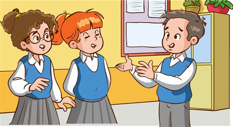 students talking to each other at school cartoon vector 18892009 Vector Art at Vecteezy