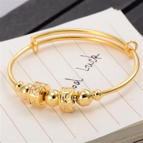 Gold Color Girls Infant Toddler Spinner Bangle Children Baby's Bracelet Adjustable Gift Jewelry ...