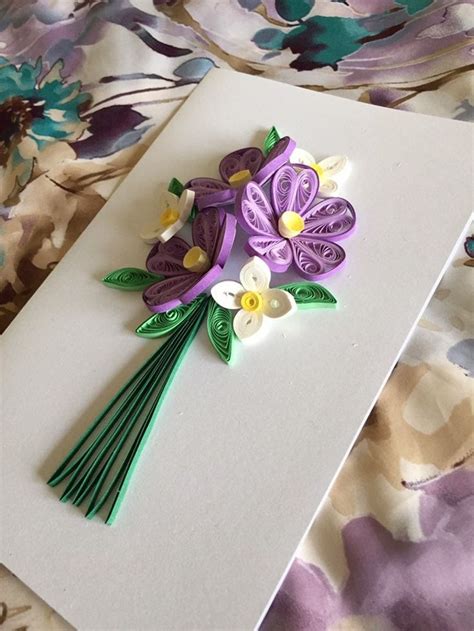 Quilling Paper Purple Floral Card,spring Flowers for Mom's Birthday,bridle Shower,anniversary ...