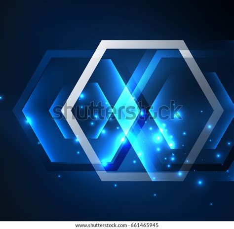 Techno Glowing Glass Hexagons Vector Background Stock Vector (Royalty ...