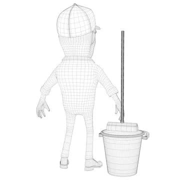 Janitor Cartoon Character ~ 3D Model #91442068 | Pond5