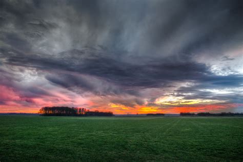 Free photo: Storm Clouds over Field During Sunset - Clouds, Lawn, Sunset - Free Download - Jooinn