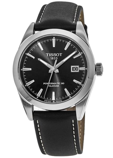 Tissot Gentleman Automatic Black Dial Leather Strap Men's Watch T127.407.16.051.00