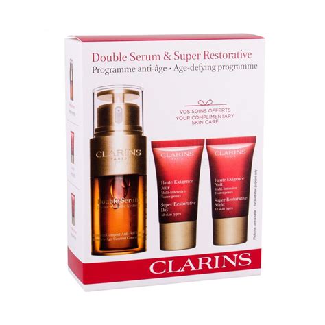 Clarins Double Serum Подаръчен комплект за жени серум за лице 30 ml + дневна грижа за лице 15 ml ...