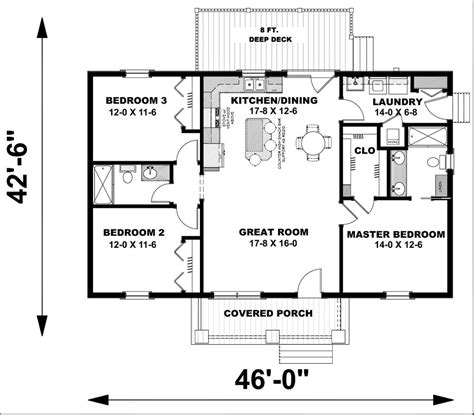 Ranch Style House Plan - 3 Beds 2 Baths 1311 Sq/Ft Plan #44-228 ...