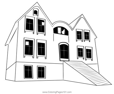 Abandoned Haunted House Coloring Page for Kids - Free Haunted Houses ...