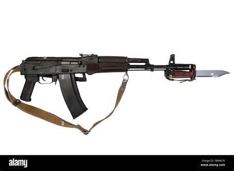 kalashnikov AK 74 assault rifle with bayonet knife isolated on white background Stock Photo - Alamy