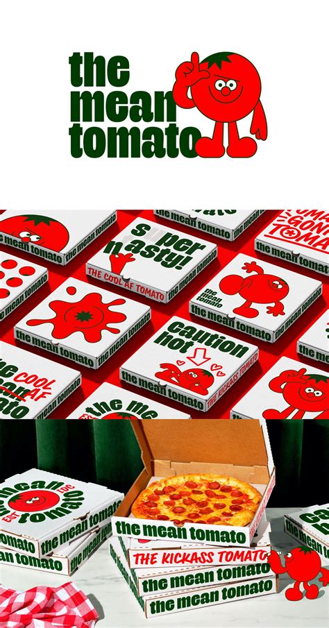 The Mean Tomato Take-Out Pizza Branding and Packaging Design in 2023 | Pizza branding, Pizza box ...