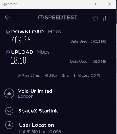 British Starlink User Blazes Past 400 Mbps In Download Speed!