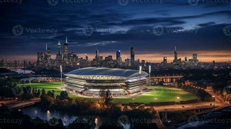 Night view of Melbourne Cricket Ground. Generative AI 32977594 Stock ...