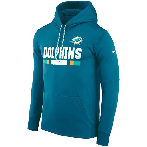 Men's Nike Aqua Miami Dolphins Sideline Performance Pullover Hoodie