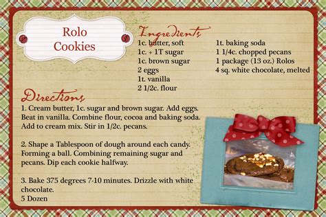 Rolo Cookies Recipe Card | Rolo cookies, Christmas recipe cards, Recipe cards