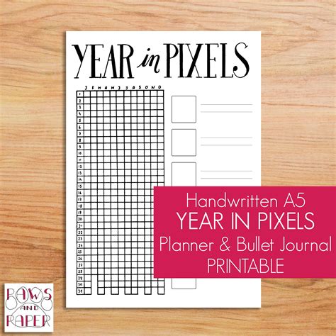 Year in Pixels Planner Printable Bullet Journal Mood | Etsy | Year in pixels, Bullet journal ...