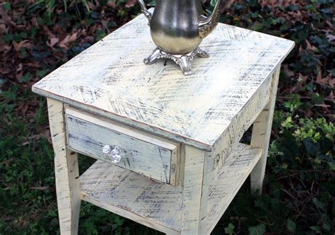 Cream Colored Side Table. Yellow End Table W/ Drawer. Rustic | Etsy