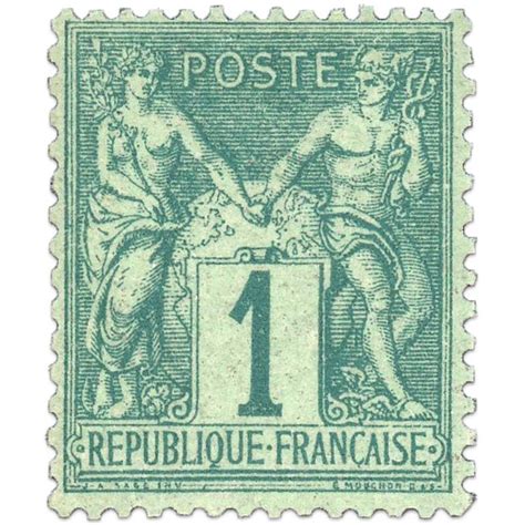 FRANCE TIMBRE-POSTE N°61 au type Sage 1 c. vert type I ("N" sous ...