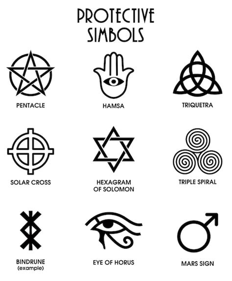 Premium Vector | Ancient protective signs set symbolic tattoo design and meaning minimalist ...