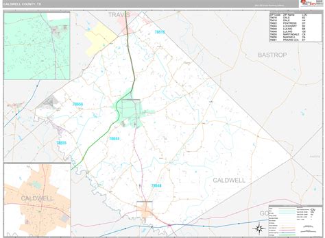 Caldwell County, TX Wall Map Premium Style by MarketMAPS