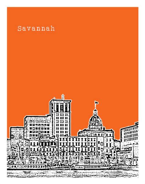 Savannah Georgia Skyline Poster Art Print GA Item T2447 - Etsy