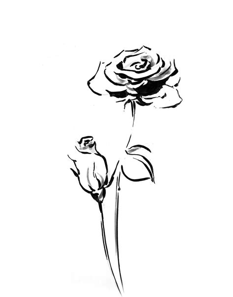 Minimalist Roses Line Art Prints Set, Gallery Wall Set of 2 Fine Art Prints, Black and White ...