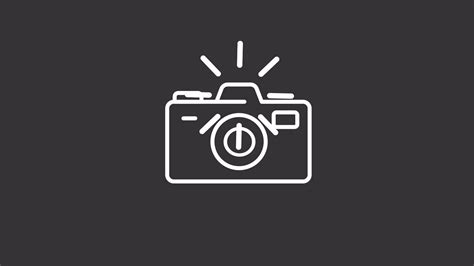 Animated camera flash white icon. Taking photo line animation ...