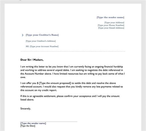 Debt Settlement Proposal Letter Template