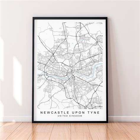 Newcastle Upon Tyne City England Map Print Poster Minimalist - Etsy