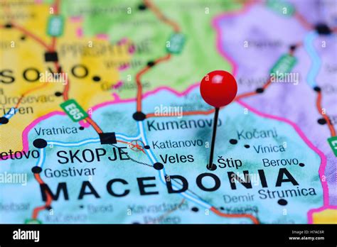 Stip pinned on a map of Macedonia Stock Photo - Alamy