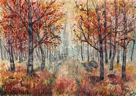 Autumn mid-forest path Original watercolor painting Forest | Forest path, Painting, Original ...