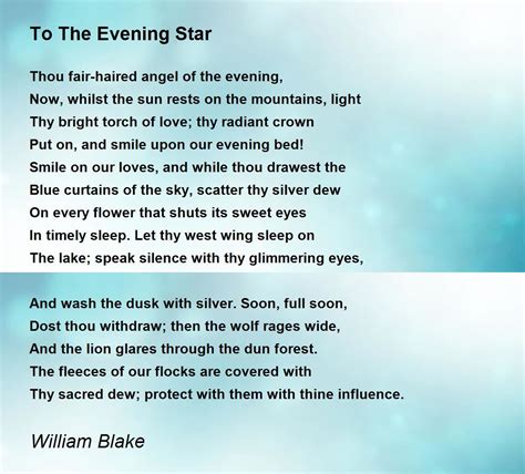 To The Evening Star - To The Evening Star Poem by William Blake