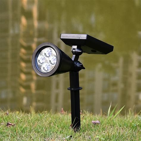 Outdoor Solar Lights 4 LEDs Waterproof Landscape Lighting Spotlight Wall Light for Yard Garden ...