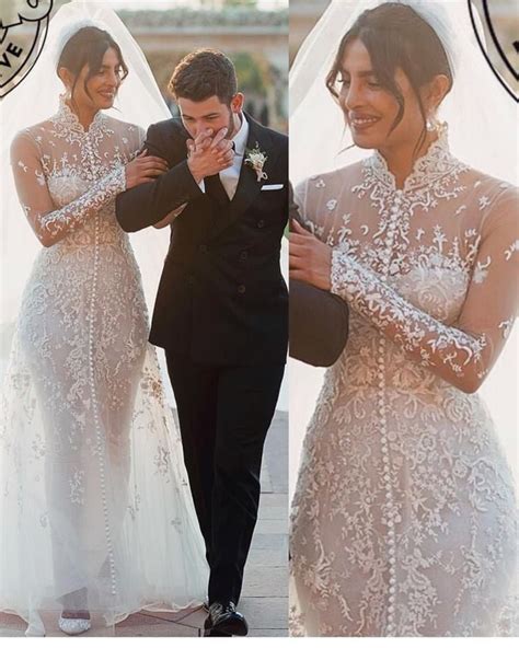 Priyanka Chopra Wedding Dress With 11632 Swarovski Crystals. Elegant Beaded A-line Wedding Dress ...