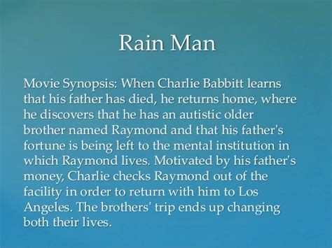 😊 Raymond babbitt character analysis. A Psychological Analysis of Rain ...