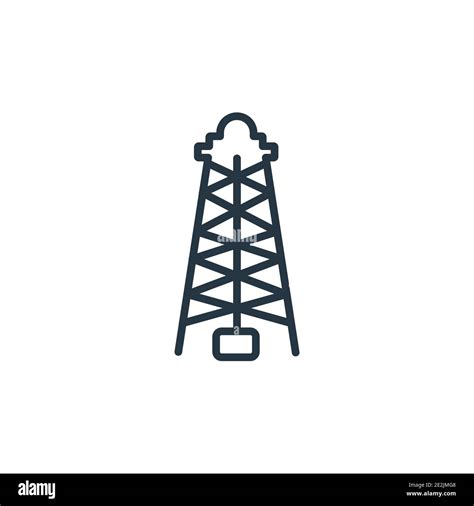 Oil rig outline vector icon. Thin line black oil rig icon, flat vector ...