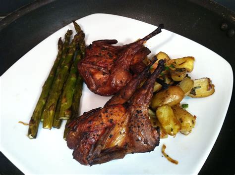 Quail anyone. Basted in rosemary butter and finished in the oven ...