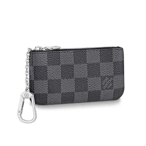 Louis Vuitton LV Unisex Pochette Clé Key Pouch Wallet in Damier Graphite Canvas-Grey - LULUX