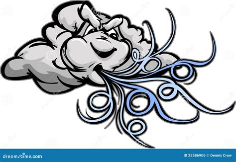 Blowing Cartoon Wind Storm Cloud Royalty Free Stock Image - Image: 23586906