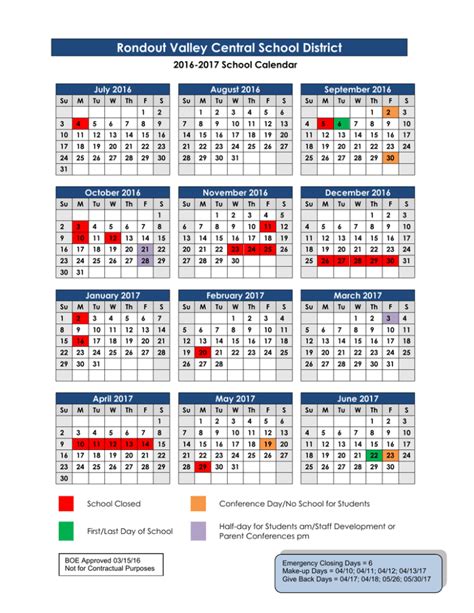 School Calendar - Rondout Valley Central School District