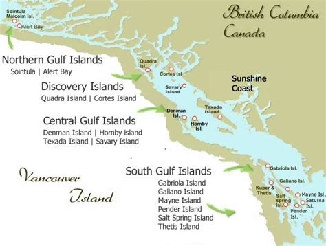 Map of the Gulf Islands, British Columbia, Canada - eh Canada Travel