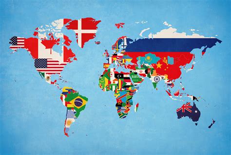 World Map of Flags Country Map Poster Educational Art - Etsy UK